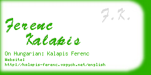 ferenc kalapis business card